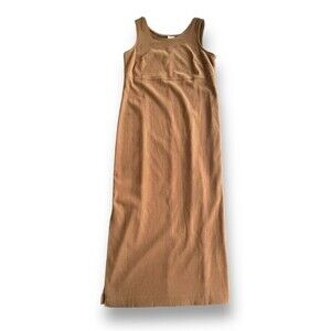 Vintage Brown Faux Suede Sleeveless Midi Dress Women's Size 8 Modest Normalcore